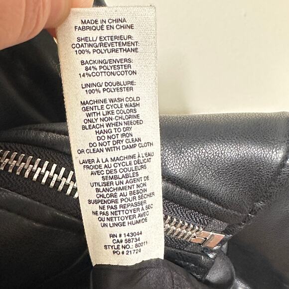 ANTHROPOLOGIE x AVEC LES FILLES Faux Leather Moto Jacket Black Sz S $248 - Picture 5 of 5